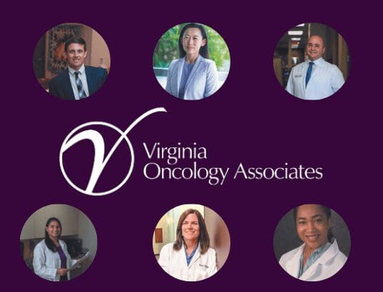 VA Oncology logo with headshots