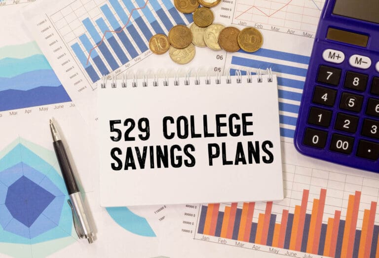 529 College Saving Plans text on the cart. Business and finance concept.
