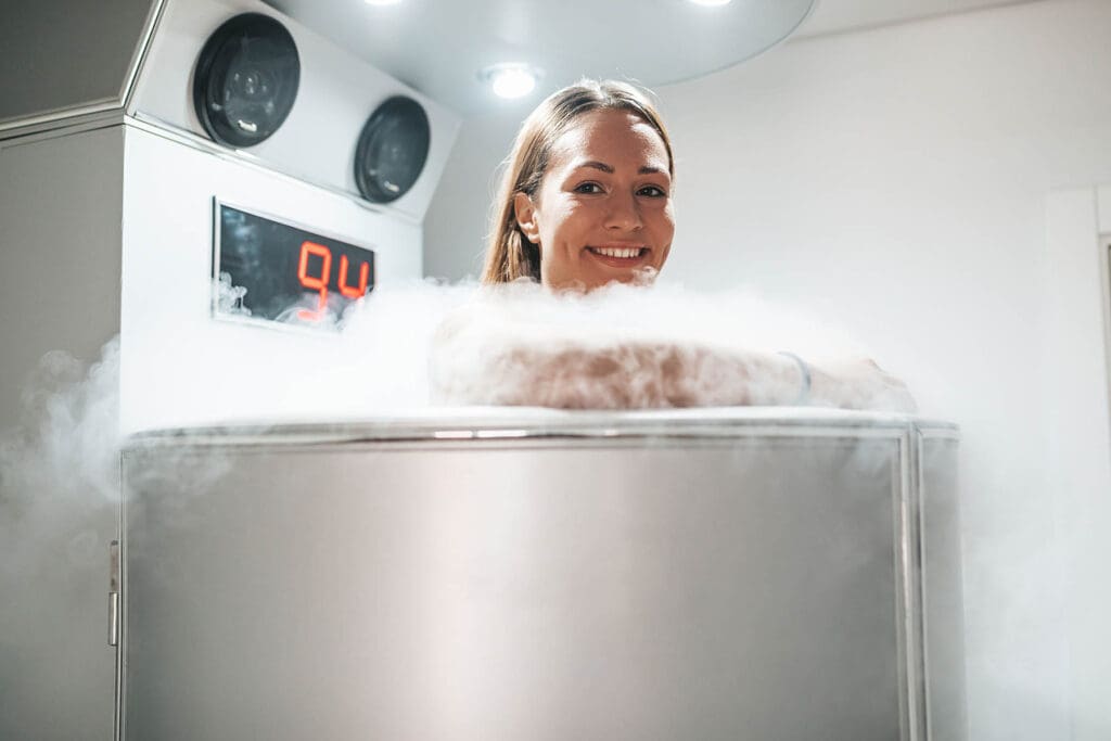 Cryotherapy or cold therapy body treatment and contemporary medicine for health beauty improvement.