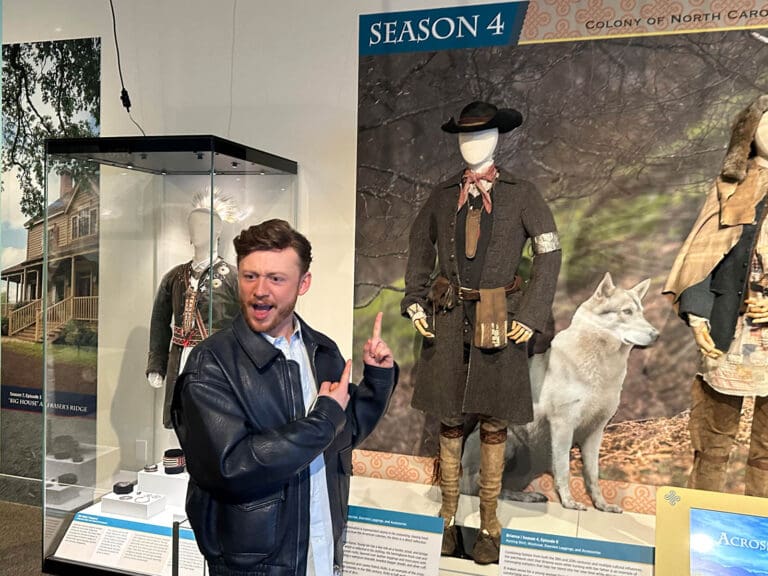 Outlander actor John Bell, who portrays Young Ian Fraser Murray in the Starz series, met with fans during the exhibit’s opening in March.