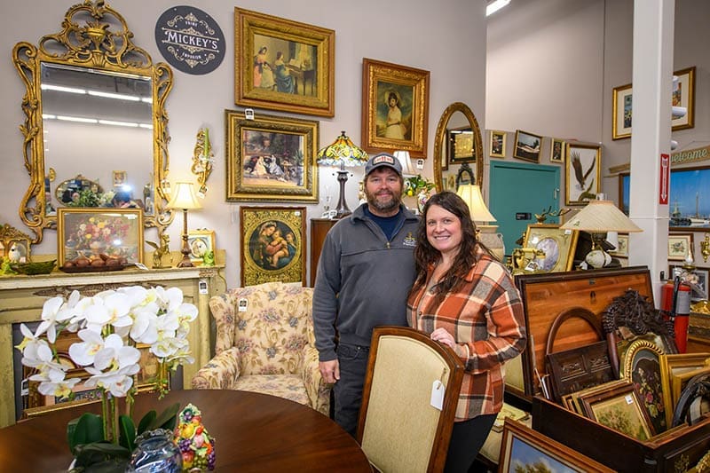 Chuck and Heather Chapin, owners of Mickey’s Prime Emporium, have several booths throughout the building.