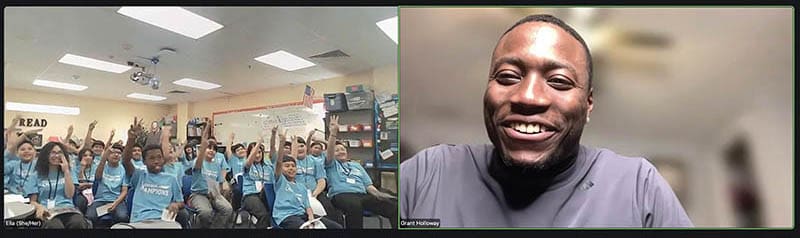 Olympic hurdler Grant Holloway checks in on some of the students he mentors from two schools in his hometown of Chesapeake: Cedar Road Elementary and Great Bridge Middle.