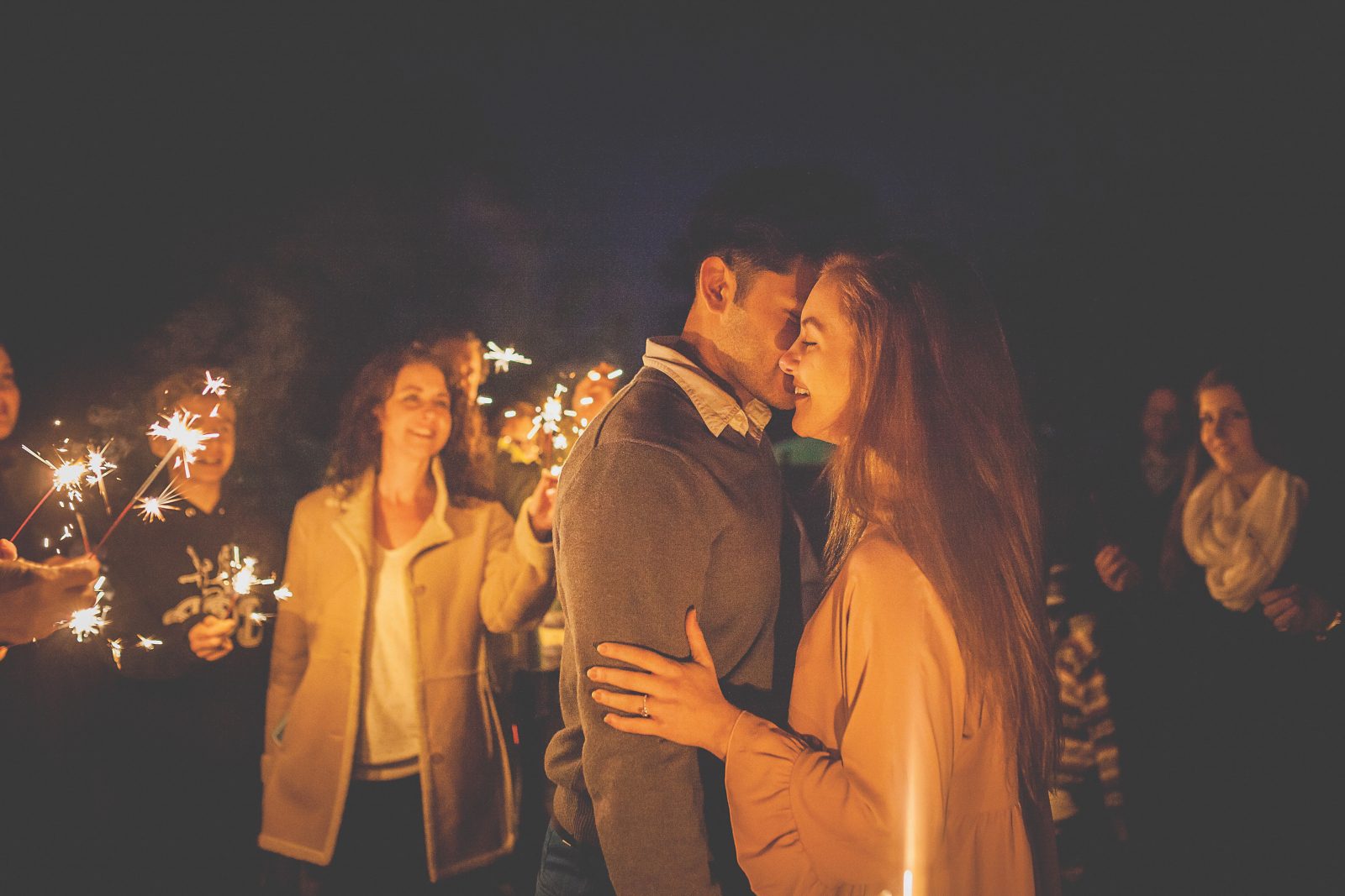 wedding proposal with sparklers